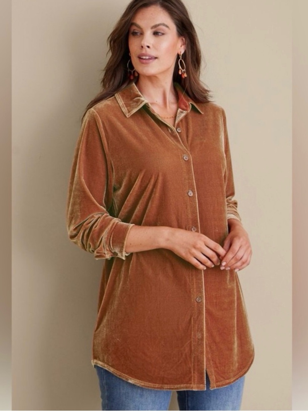Soft Surroundings Velvet Boyfriend Tunic